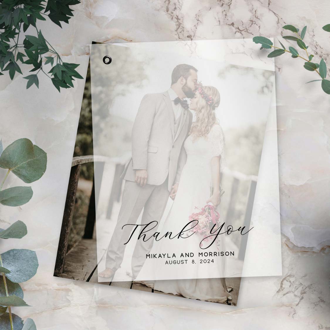 writing your wedding thank you cards with these vellum overlay cards