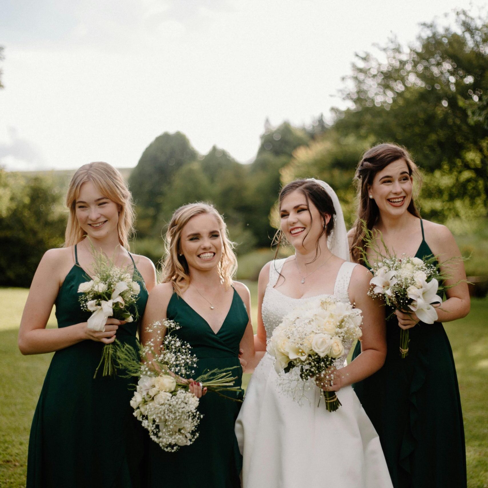 choosing your wedding party and bridesmaids in black dresses