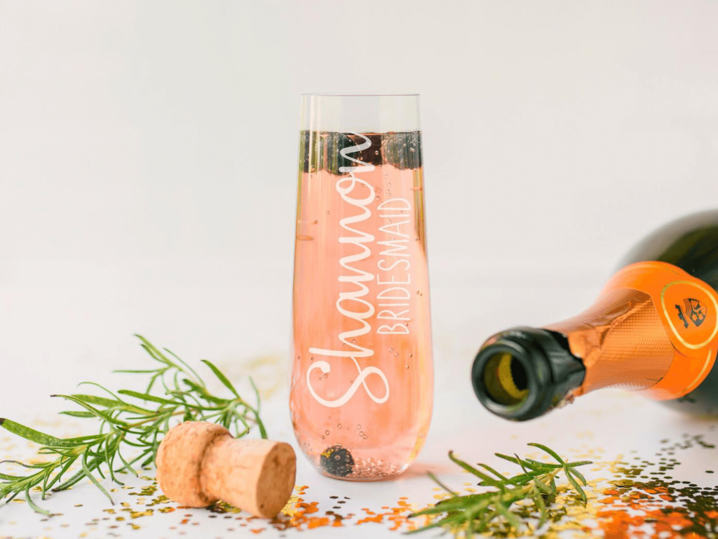 Bridesmaid gift guide - etched champagne flute