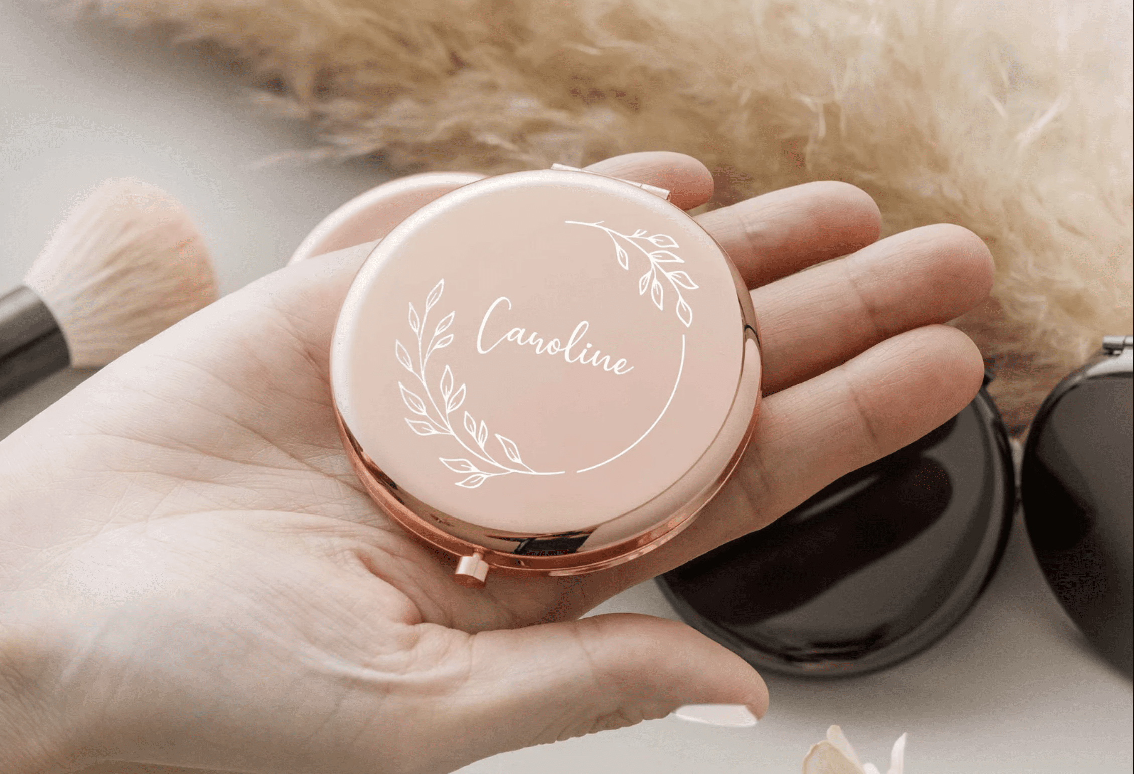 personalized bridesmaid compact
