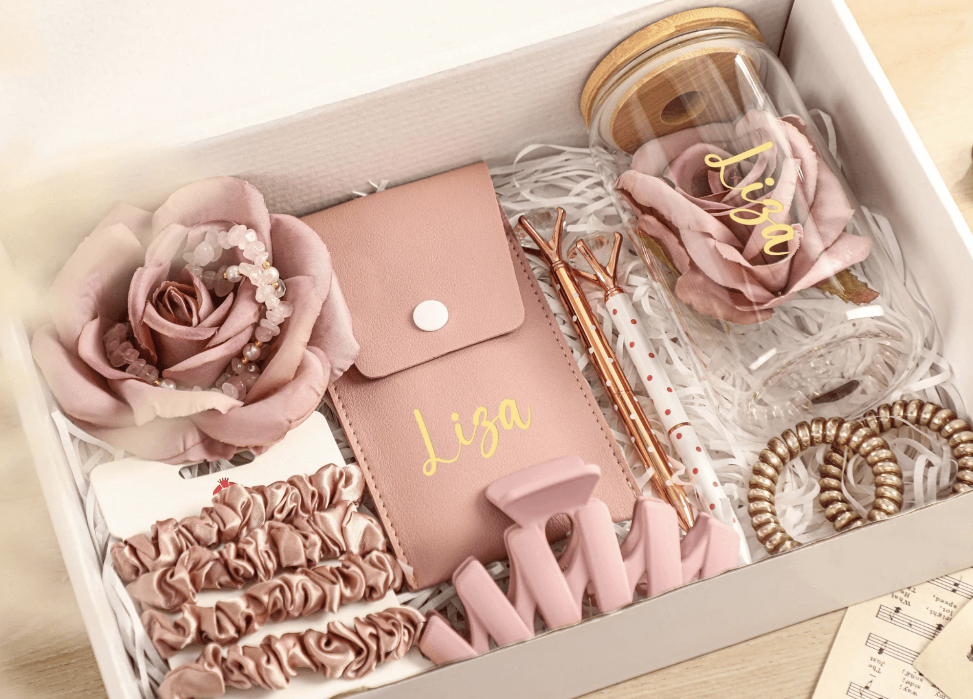 rose themed bridesmaid gift box