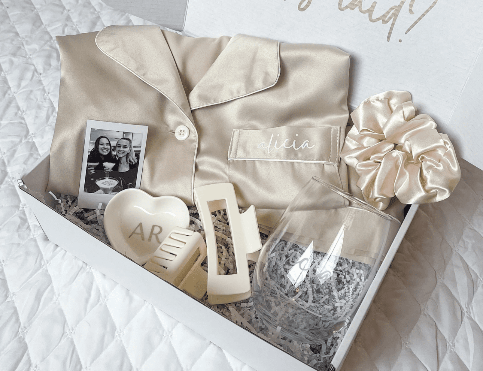 sleepover themed bridesmaid gift box